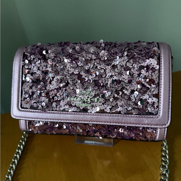 Coach Lilac Sequin Flap Crossbody - Picture 7 of 9
